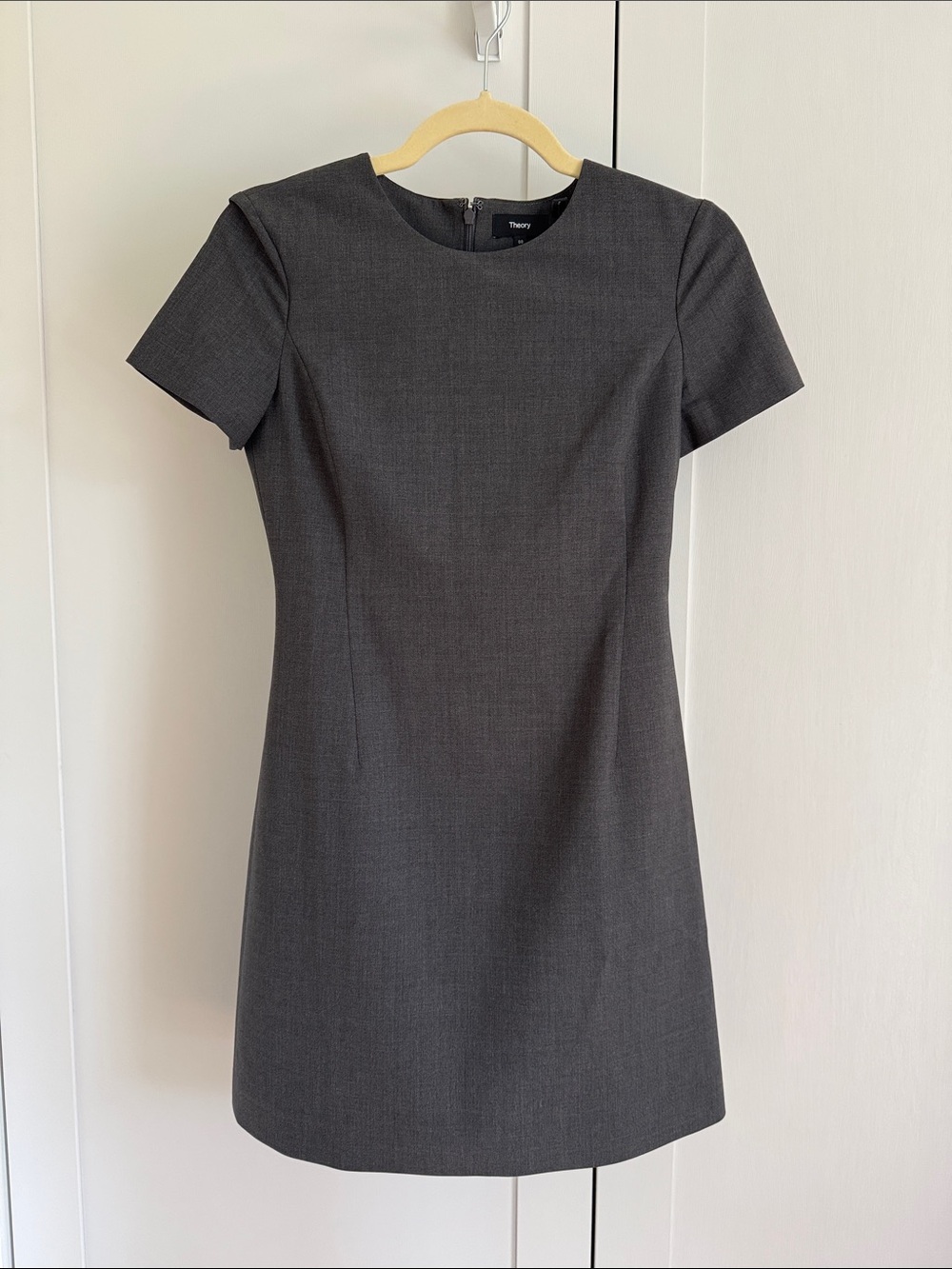 Theory Charcoal Melange Short-Sleeve Sheath Dress 00